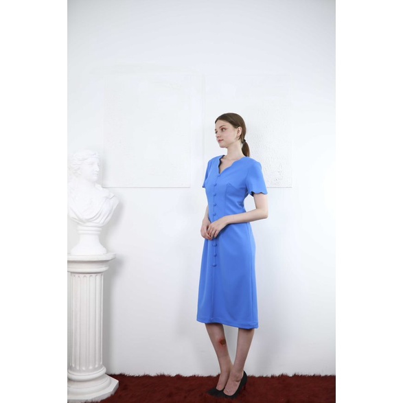 Đầm công sở thiết kế cổ tim cách điệu lượn sóng dáng chuẩn chất liệu cát hàn dày dặn mã ĐK 3453