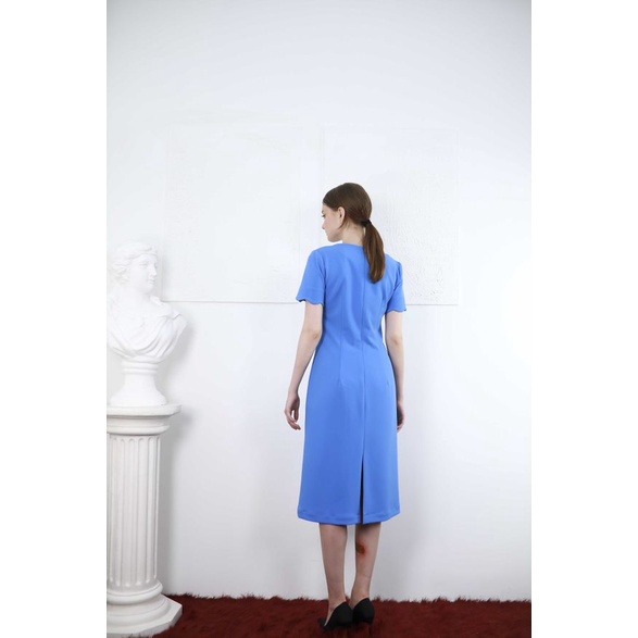 Đầm công sở thiết kế cổ tim cách điệu lượn sóng dáng chuẩn chất liệu cát hàn dày dặn mã ĐK 3453