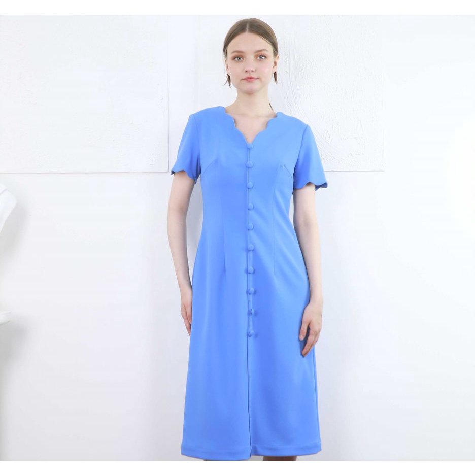 Đầm công sở thiết kế cổ tim cách điệu lượn sóng dáng chuẩn chất liệu cát hàn dày dặn mã ĐK 3453