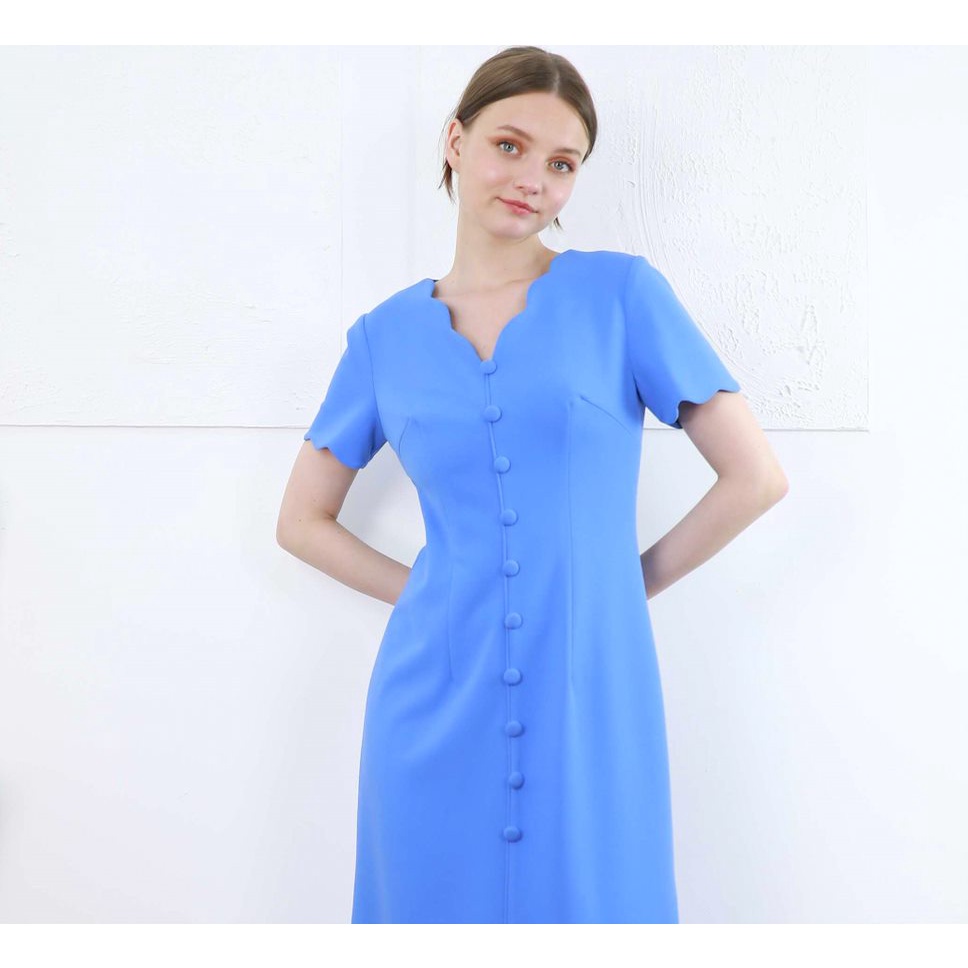 Đầm công sở thiết kế cổ tim cách điệu lượn sóng dáng chuẩn chất liệu cát hàn dày dặn mã ĐK 3453