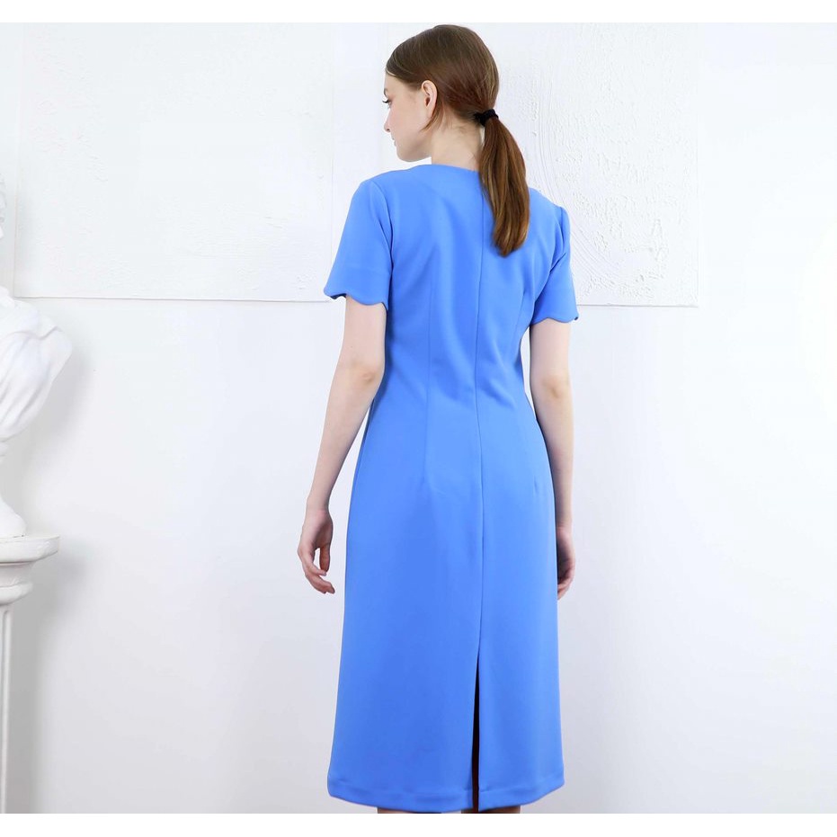 Đầm công sở thiết kế cổ tim cách điệu lượn sóng dáng chuẩn chất liệu cát hàn dày dặn mã ĐK 3453