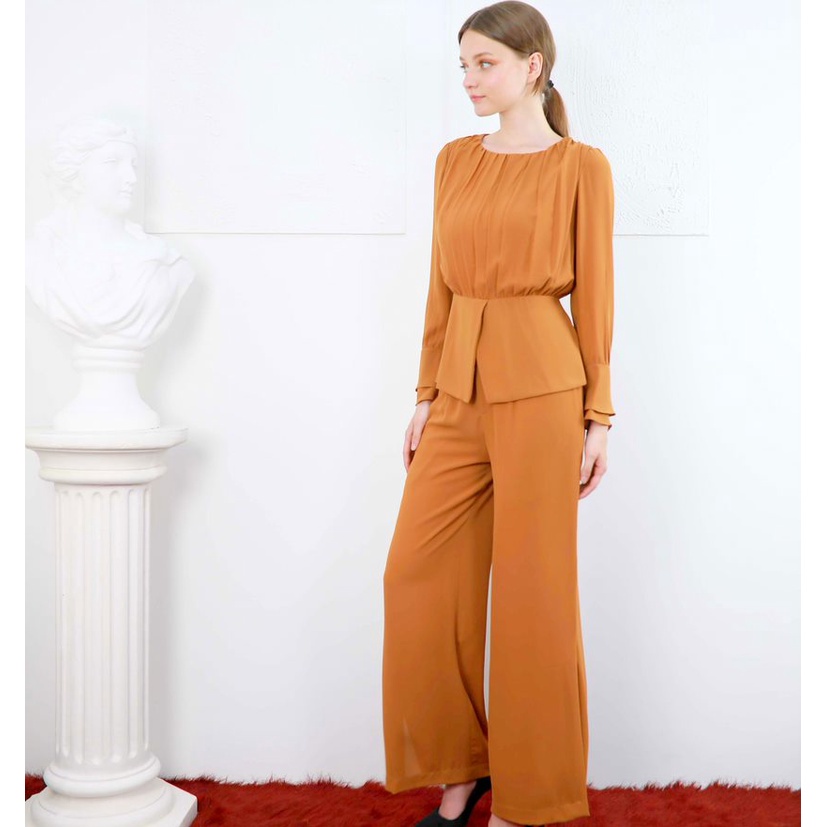 Set áo kèm quần ống suôn thiết kế chất liệu Lụa Ý mềm mịn, sang trọng mã AQK 3455