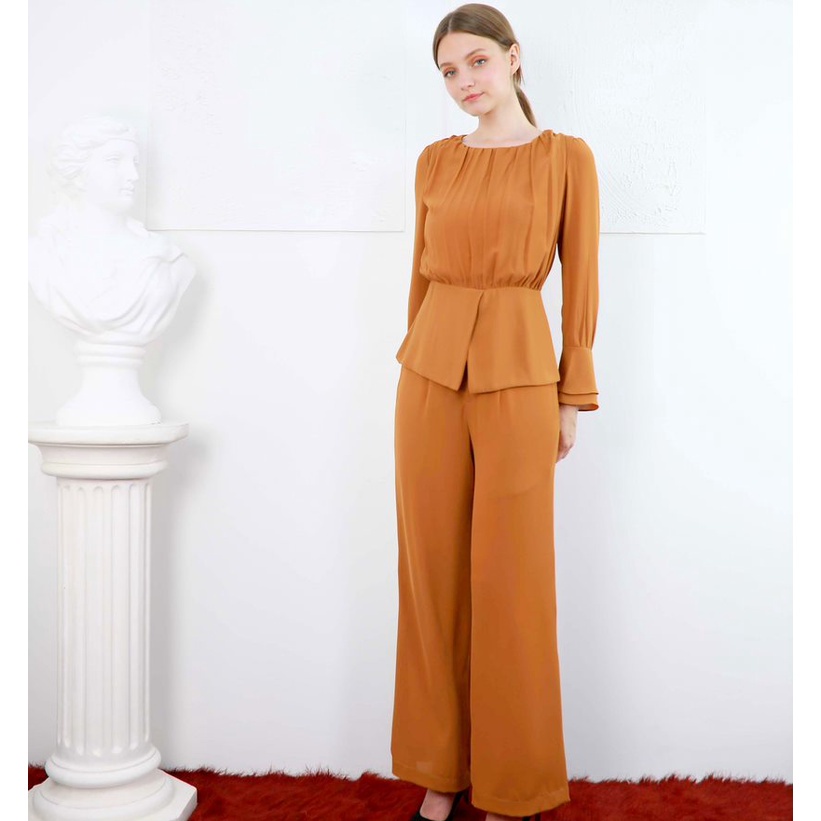 Set áo kèm quần ống suôn thiết kế chất liệu Lụa Ý mềm mịn, sang trọng mã AQK 3455