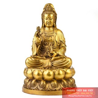 Tượng quan âm bồ tát bằng đồng nguyên chất - 24x13cm -1200g