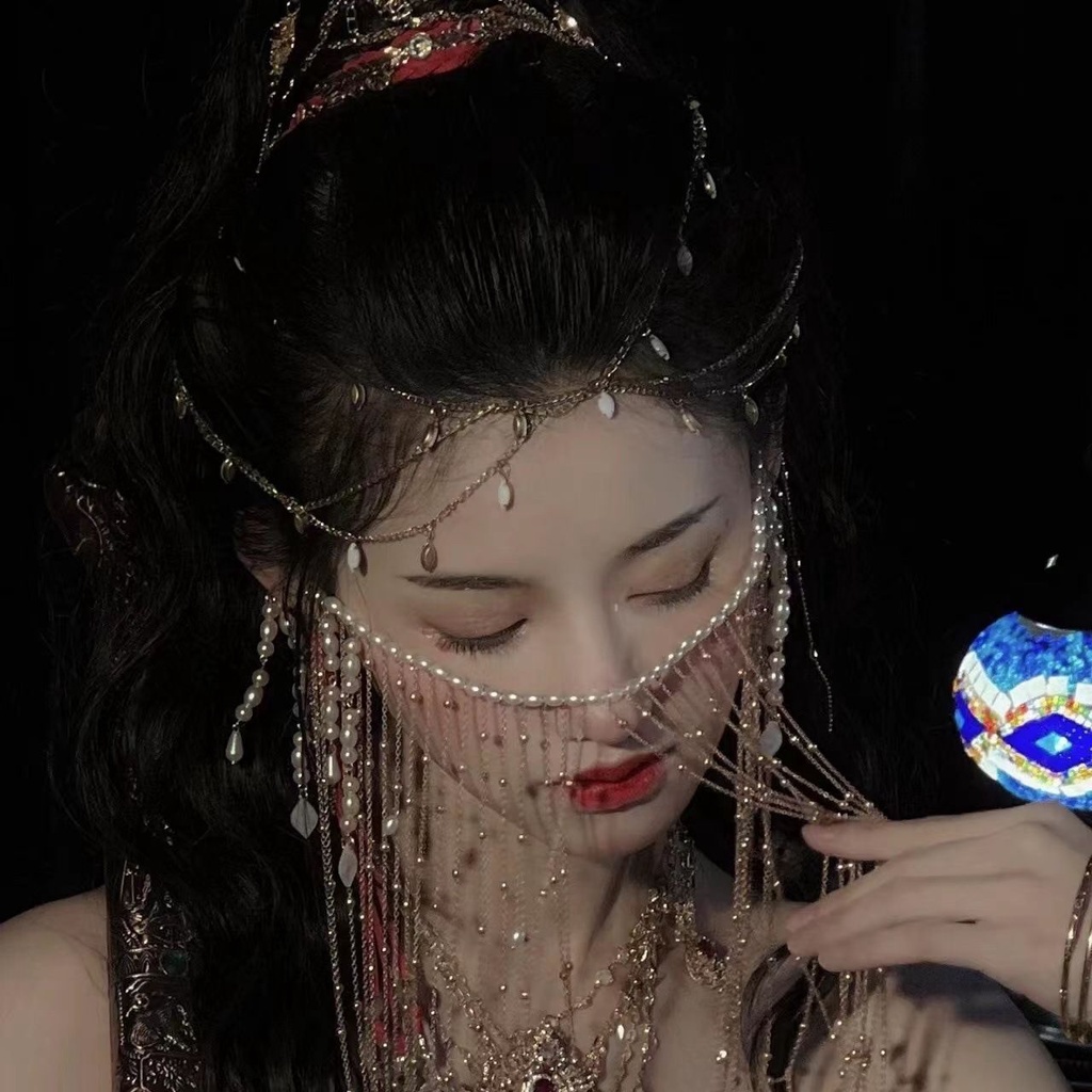 Rèm Che Mặt Đính Ngọc Trai Hình Giọt Nước Phong Cách Cổ Điển Cho Nữ