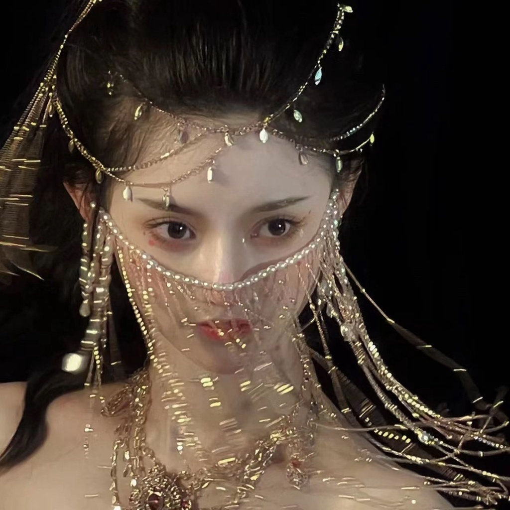 Rèm Che Mặt Đính Ngọc Trai Hình Giọt Nước Phong Cách Cổ Điển Cho Nữ