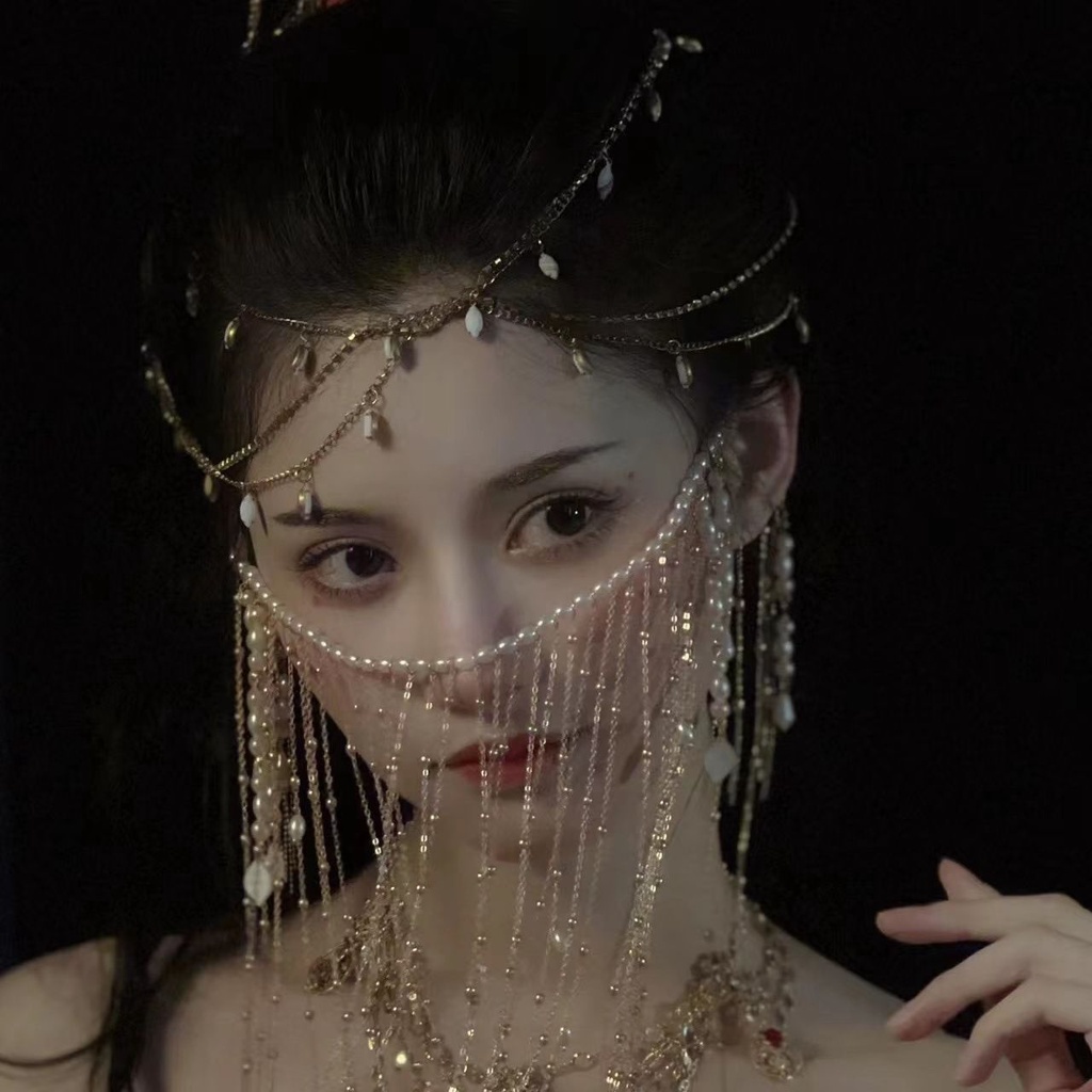 Rèm Che Mặt Đính Ngọc Trai Hình Giọt Nước Phong Cách Cổ Điển Cho Nữ