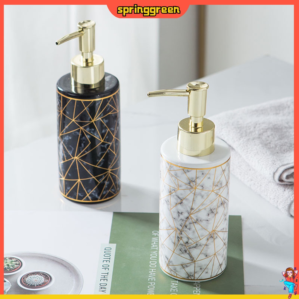 Bình Đựng Xà Phòng Dung Tích 300ml Có Vòi Phun Họa Tiết Đá Cẩm Thạch Đẹp Mắt