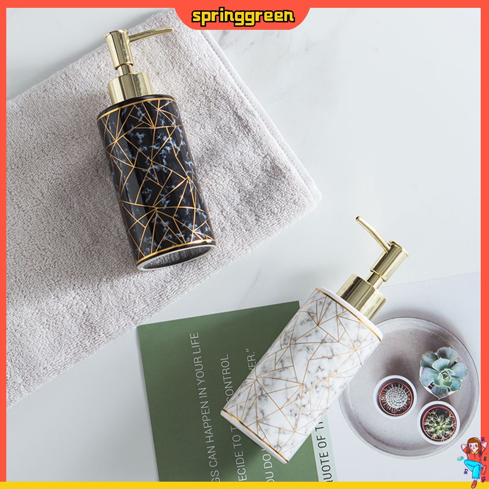 Bình Đựng Xà Phòng Dung Tích 300ml Có Vòi Phun Họa Tiết Đá Cẩm Thạch Đẹp Mắt