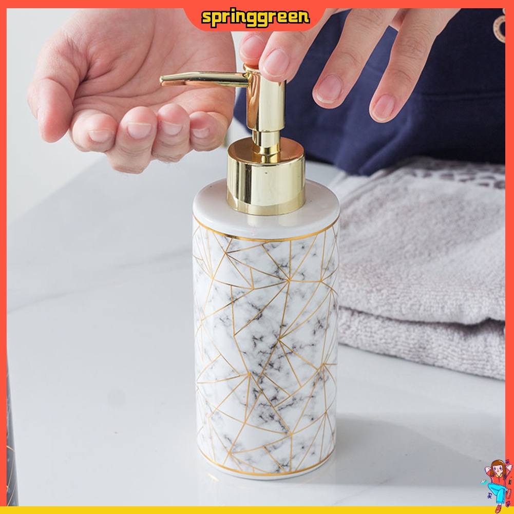 Bình Đựng Xà Phòng Dung Tích 300ml Có Vòi Phun Họa Tiết Đá Cẩm Thạch Đẹp Mắt