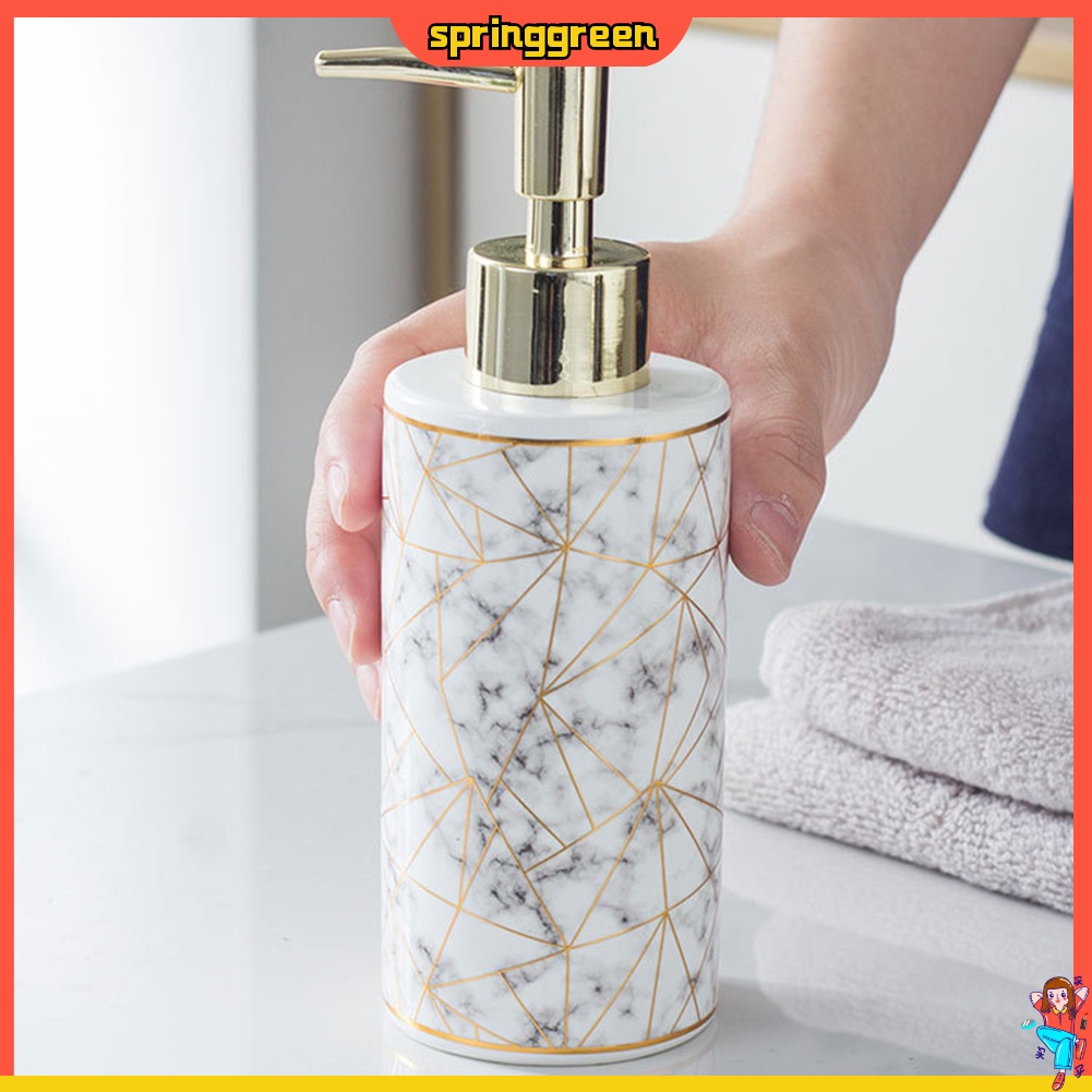 Bình Đựng Xà Phòng Dung Tích 300ml Có Vòi Phun Họa Tiết Đá Cẩm Thạch Đẹp Mắt