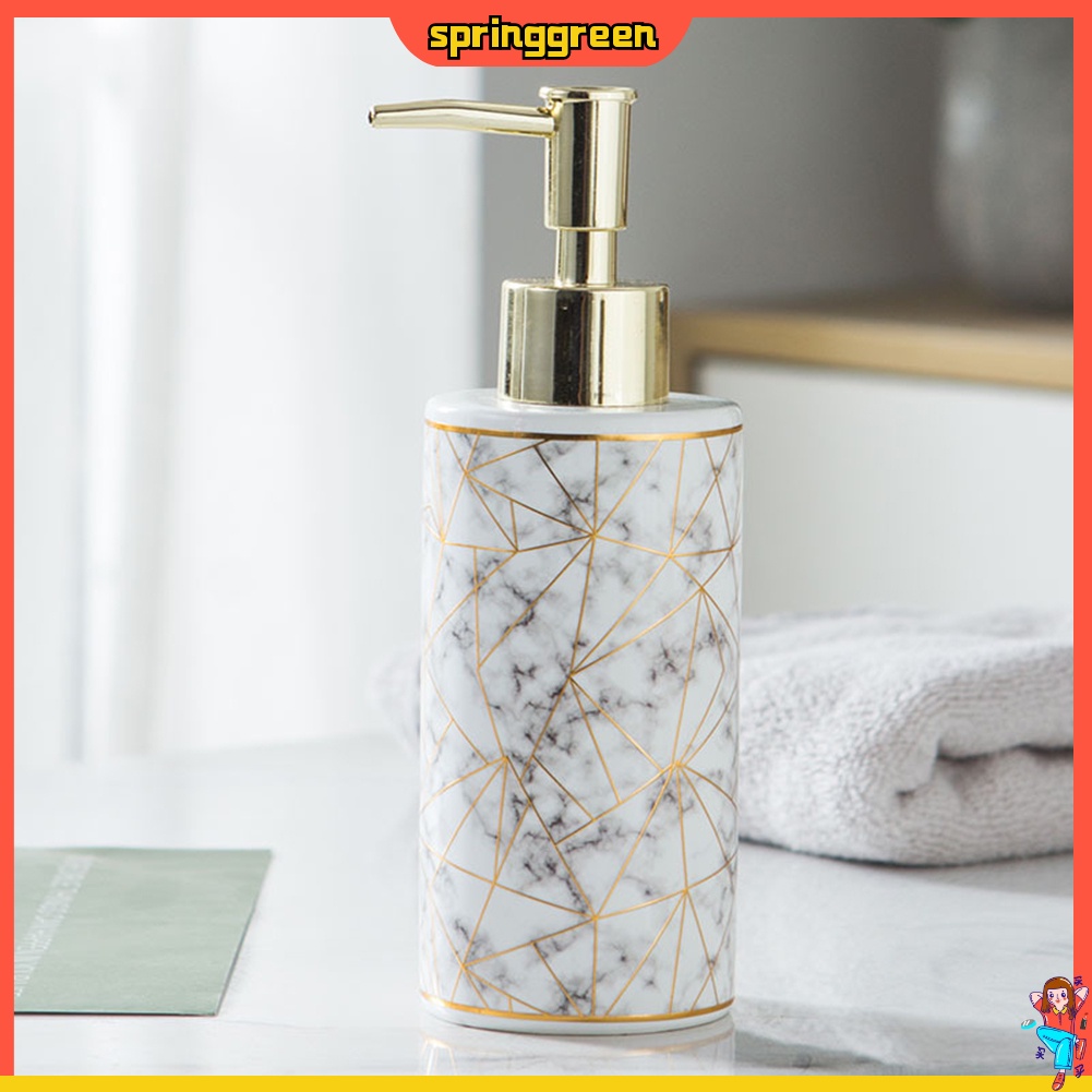 Bình Đựng Xà Phòng Dung Tích 300ml Có Vòi Phun Họa Tiết Đá Cẩm Thạch Đẹp Mắt