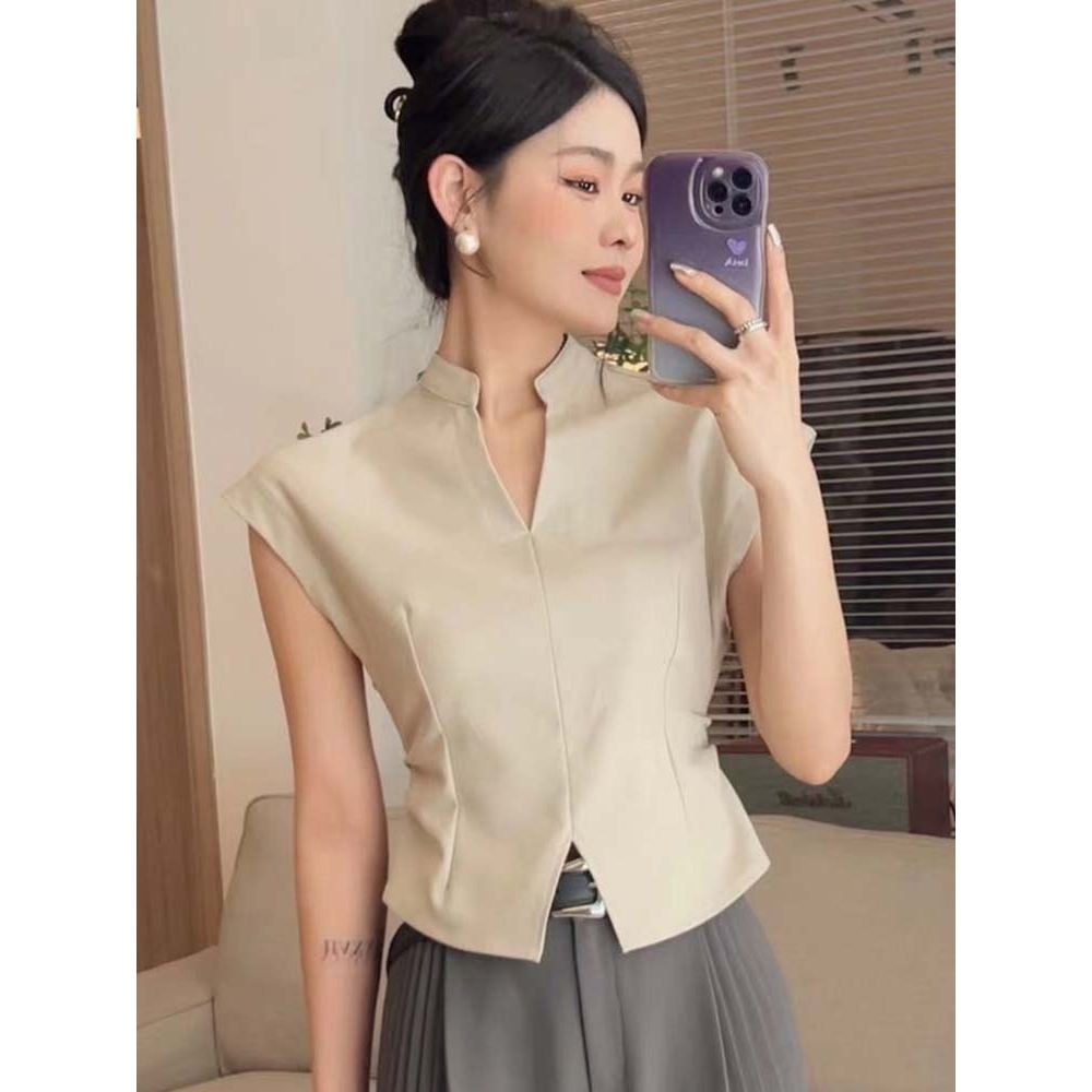 Hàng Mới Về Áo Sơ Mi Cổ Đứng Cao Cấp Thời Trang Hàn Quốc Cho Nữ
