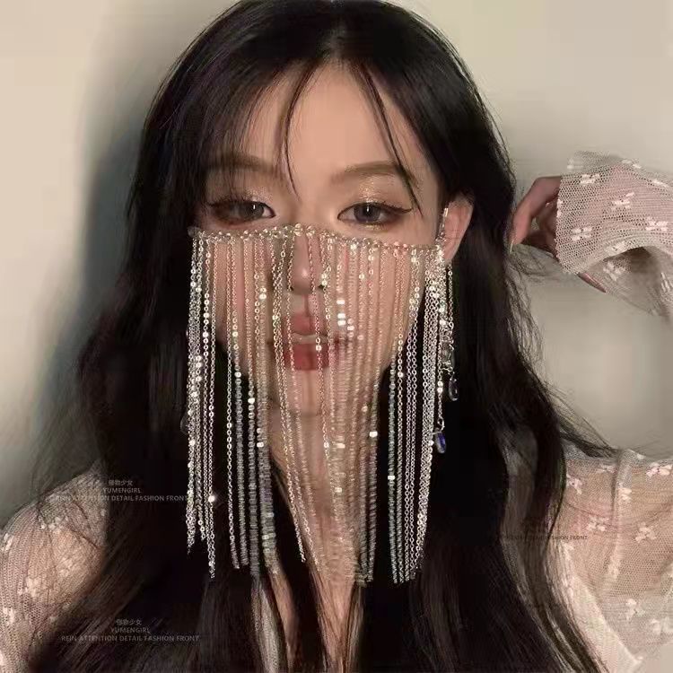 Phụ Kiện Màn Che Mặt Che Phủ Phối Tua Rua Phong Cách Hanfu Cổ Điển