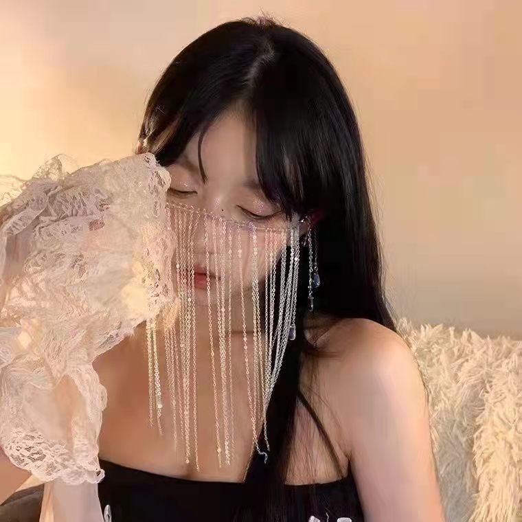 Phụ Kiện Màn Che Mặt Che Phủ Phối Tua Rua Phong Cách Hanfu Cổ Điển