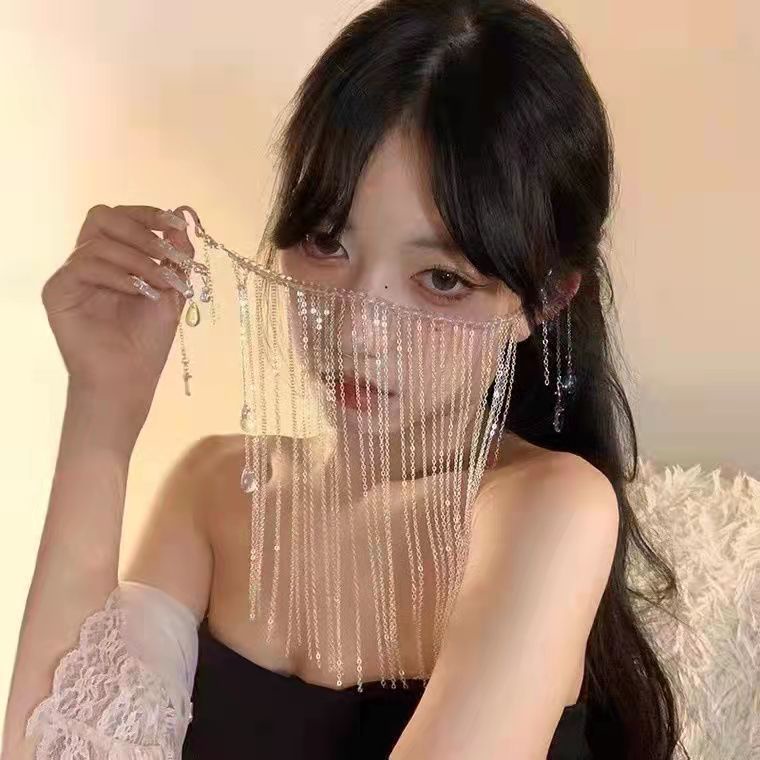 Phụ Kiện Màn Che Mặt Che Phủ Phối Tua Rua Phong Cách Hanfu Cổ Điển