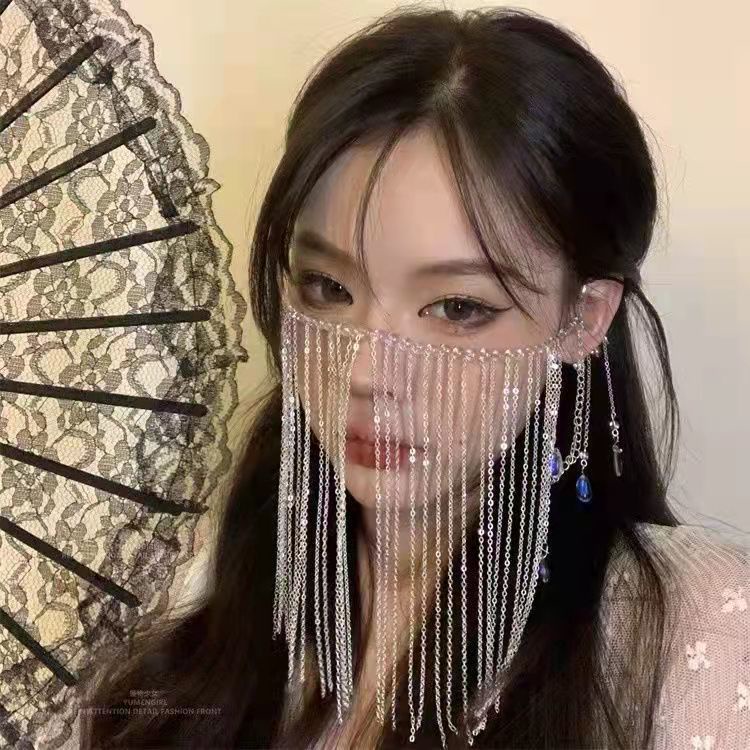 Phụ Kiện Màn Che Mặt Che Phủ Phối Tua Rua Phong Cách Hanfu Cổ Điển