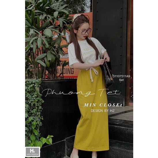 Set bộ áo thun phối chân váy dáng dài