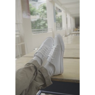 Giày Sneaker Authentic ZOE Da Full Trắng Basic dễ phối đồ Nam Nữ, đế cao thoải mái