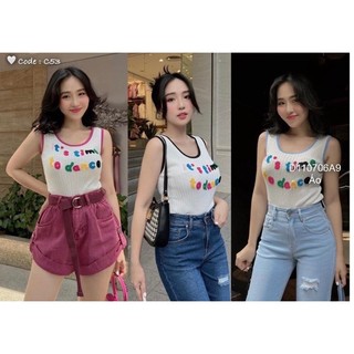 Áo len dáng croptop ba lỗ hàng QC