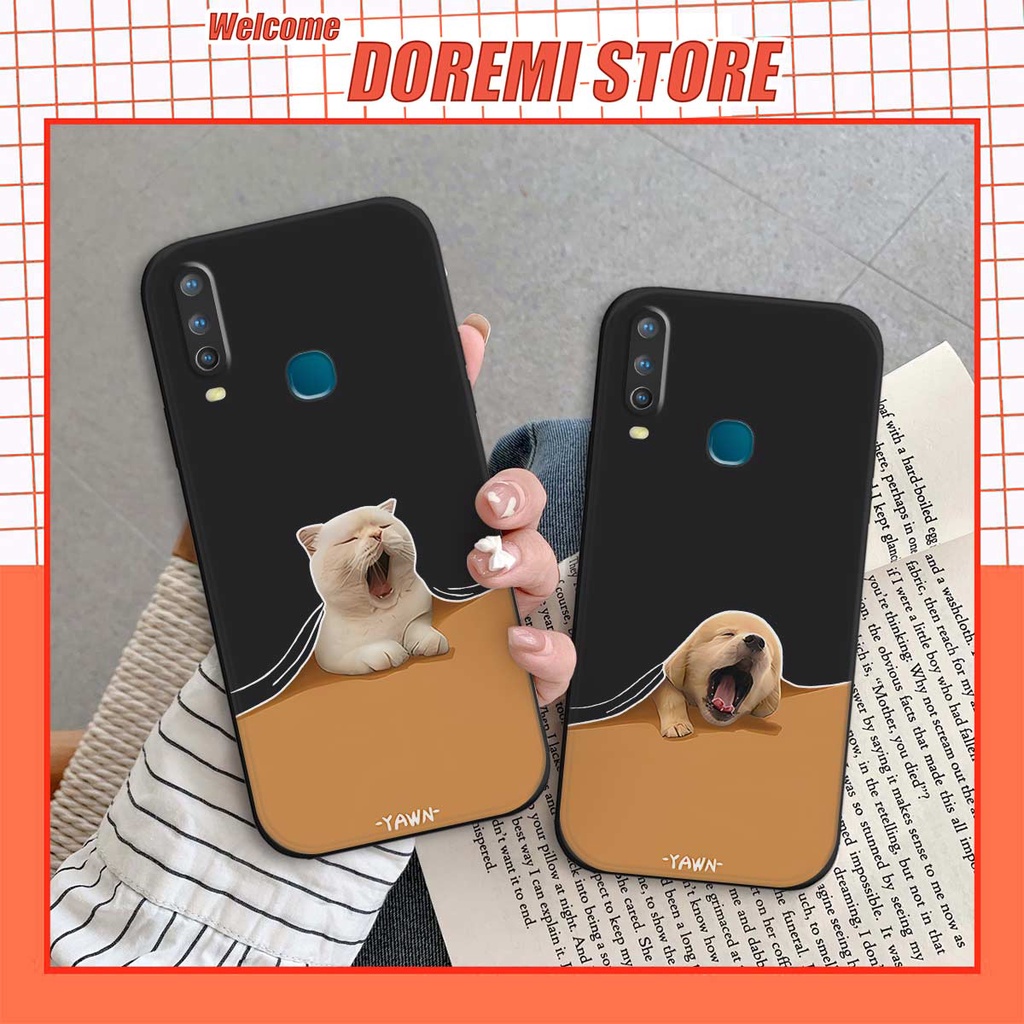 Ốp lưng TPU Vivo U10 / Y12 / Y15 / Y17 cặp đôi chó mèo lười, ốp silicon TPU dẻo rẻ đẹp