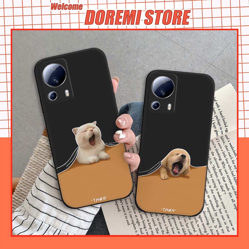 Ốp lưng TPU Xiaomi Civi 2 5G cặp đôi chó mèo lười, ốp silicon TPU dẻo rẻ đẹp