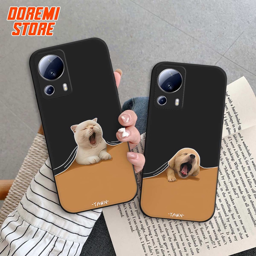 Ốp lưng TPU Xiaomi Civi 2 5G cặp đôi chó mèo lười, ốp silicon TPU dẻo rẻ đẹp