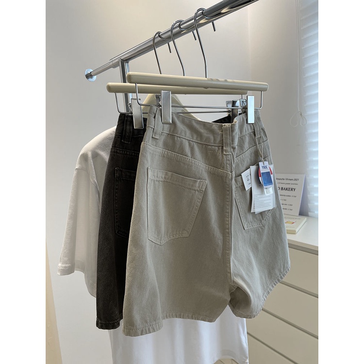 Jiashucheng Quần Short Denim Lưng Cao KiểU DáNg HàN QuốC Cho NữQuần Short Ống Rộng Thời Trang Mùa Hè Dễ Phối Đồ Mi