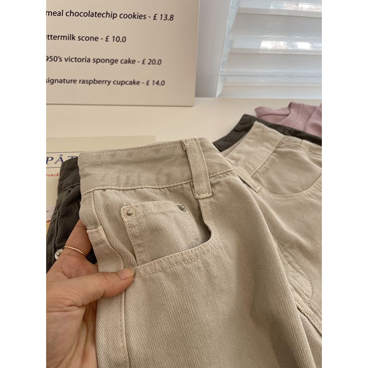 Jiashucheng Quần Short Denim Lưng Cao KiểU DáNg HàN QuốC Cho NữQuần Short Ống Rộng Thời Trang Mùa Hè Dễ Phối Đồ Mi