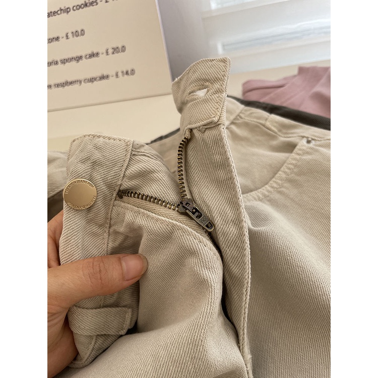 Jiashucheng Quần Short Denim Lưng Cao KiểU DáNg HàN QuốC Cho NữQuần Short Ống Rộng Thời Trang Mùa Hè Dễ Phối Đồ Mi