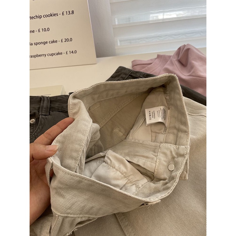 Jiashucheng Quần Short Denim Lưng Cao KiểU DáNg HàN QuốC Cho NữQuần Short Ống Rộng Thời Trang Mùa Hè Dễ Phối Đồ Mi