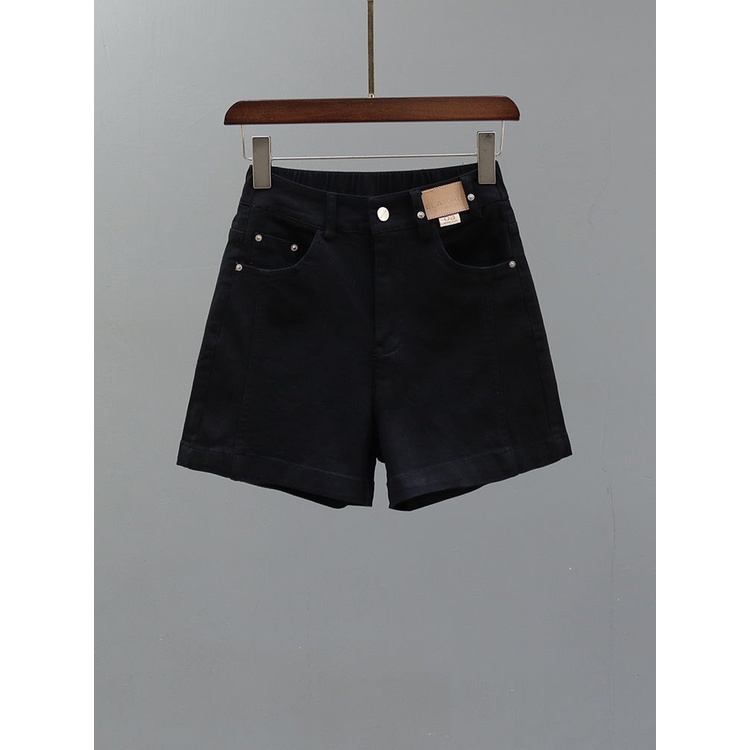 Jiashucheng Quần Short Denim Màu Trắng Lưng Thun Ống Rộng Thời Trang Mùa Hè Mới Cho Nữ