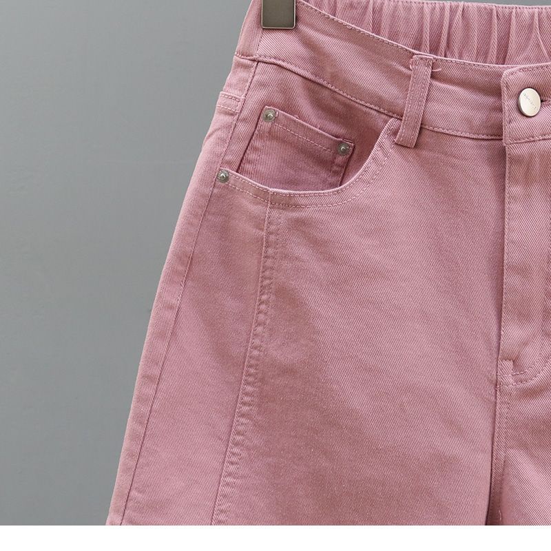 Jiashucheng Quần Short Denim Màu Trắng Lưng Thun Ống Rộng Thời Trang Mùa Hè Mới Cho Nữ