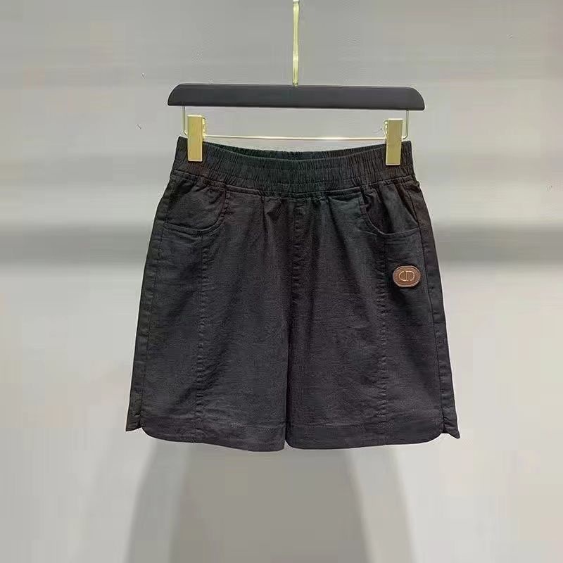 Jiashucheng Quần Short Cotton Lanh Mỏng Ống Thẳng Lưng Cao Màu Đỏ Hồng Mùa Hè Dễ Phối Đồ Mặc Ngoài Trời Cho Nữ