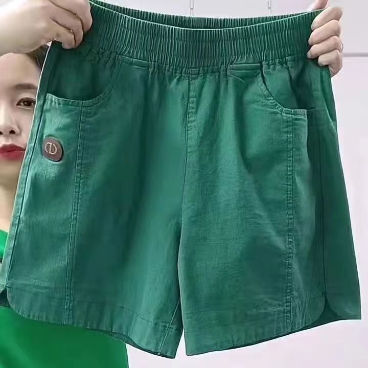 Jiashucheng Quần Short Cotton Lanh Mỏng Ống Thẳng Lưng Cao Màu Đỏ Hồng Mùa Hè Dễ Phối Đồ Mặc Ngoài Trời Cho Nữ