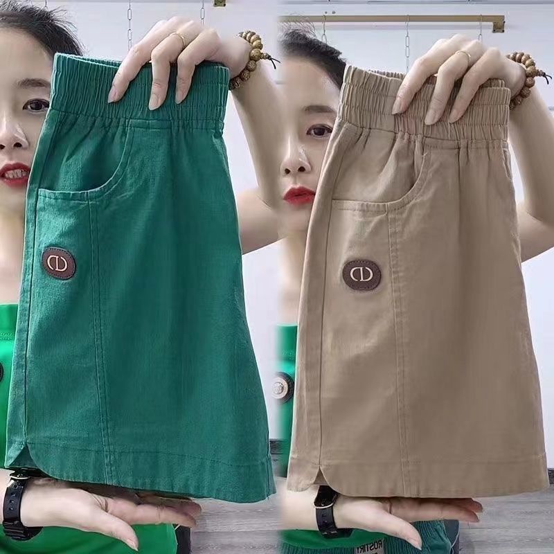 Jiashucheng Quần Short Cotton Lanh Mỏng Ống Thẳng Lưng Cao Màu Đỏ Hồng Mùa Hè Dễ Phối Đồ Mặc Ngoài Trời Cho Nữ