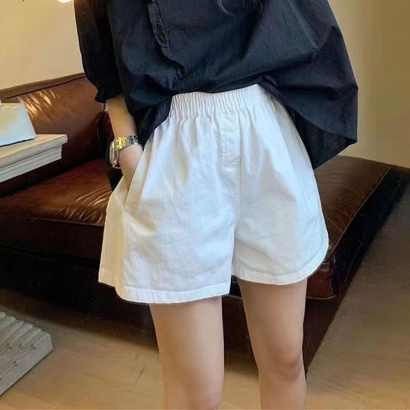 Quần Short Thể Thao Cotton Nguyên Chất Eo Co Giãn Dáng Rộng Màu Trắng Phong Cách Mới Mùa Hè Cho Nữ
