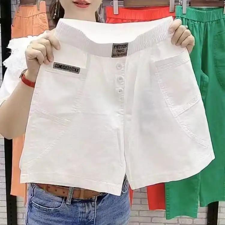 Jiashucheng Quần Short Cotton Nguyên Chất Lưng Cao Dáng Rộng Thời Trang Mùa Hè Cho Nữ