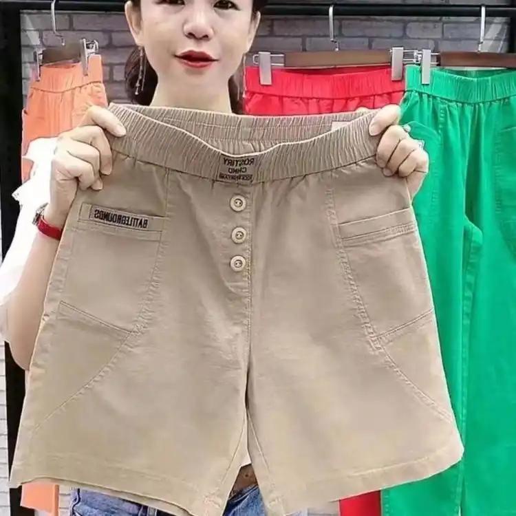 Jiashucheng Quần Short Cotton Nguyên Chất Lưng Cao Dáng Rộng Thời Trang Mùa Hè Cho Nữ