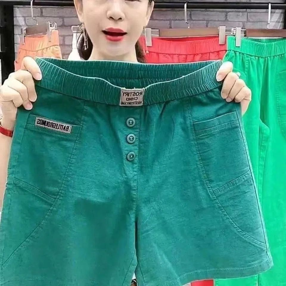 Jiashucheng Quần Short Cotton Nguyên Chất Lưng Cao Dáng Rộng Thời Trang Mùa Hè Cho Nữ