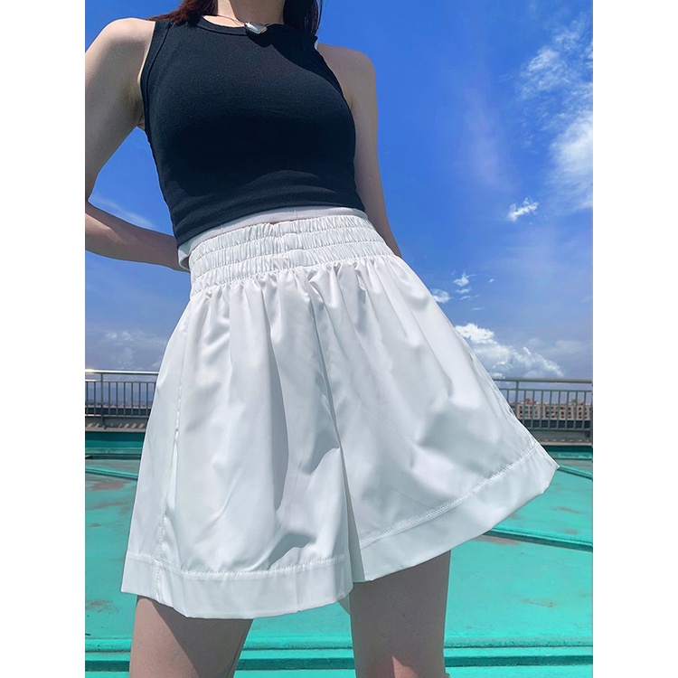 Jiashucheng Quần Short Chữ A Lưng Cao Co Giãn Phong Cách Mới Cho Nữ