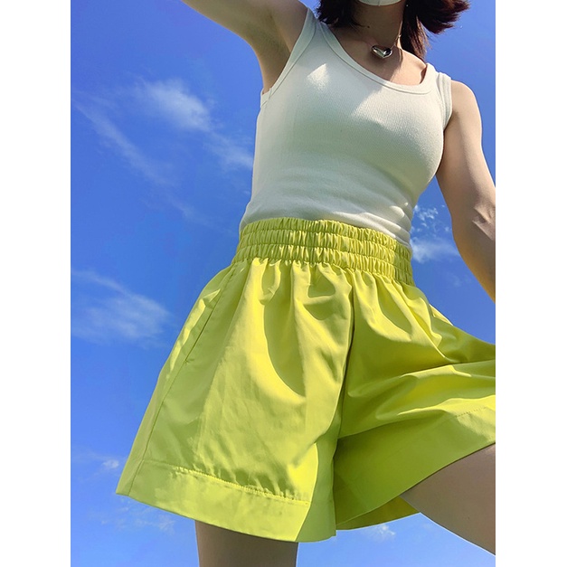 Jiashucheng Quần Short Chữ A Lưng Cao Co Giãn Phong Cách Mới Cho Nữ