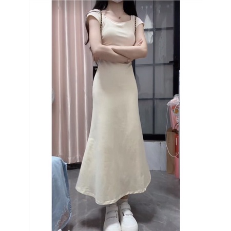 Jiashucheng Đầm Cổ Vuông Dáng Ôm Eo Hẹp Phong Cách Pháp Thời Trang Mùa Hè Cao Cấp Dành Cho Nữ