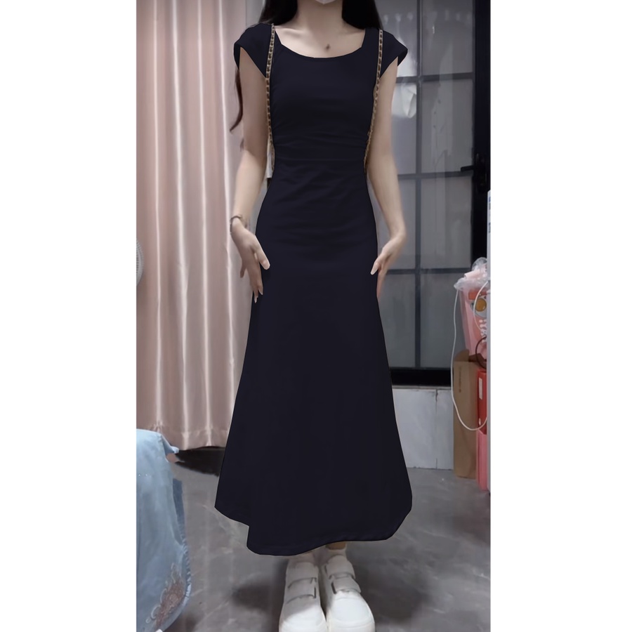 Jiashucheng Đầm Cổ Vuông Dáng Ôm Eo Hẹp Phong Cách Pháp Thời Trang Mùa Hè Cao Cấp Dành Cho Nữ