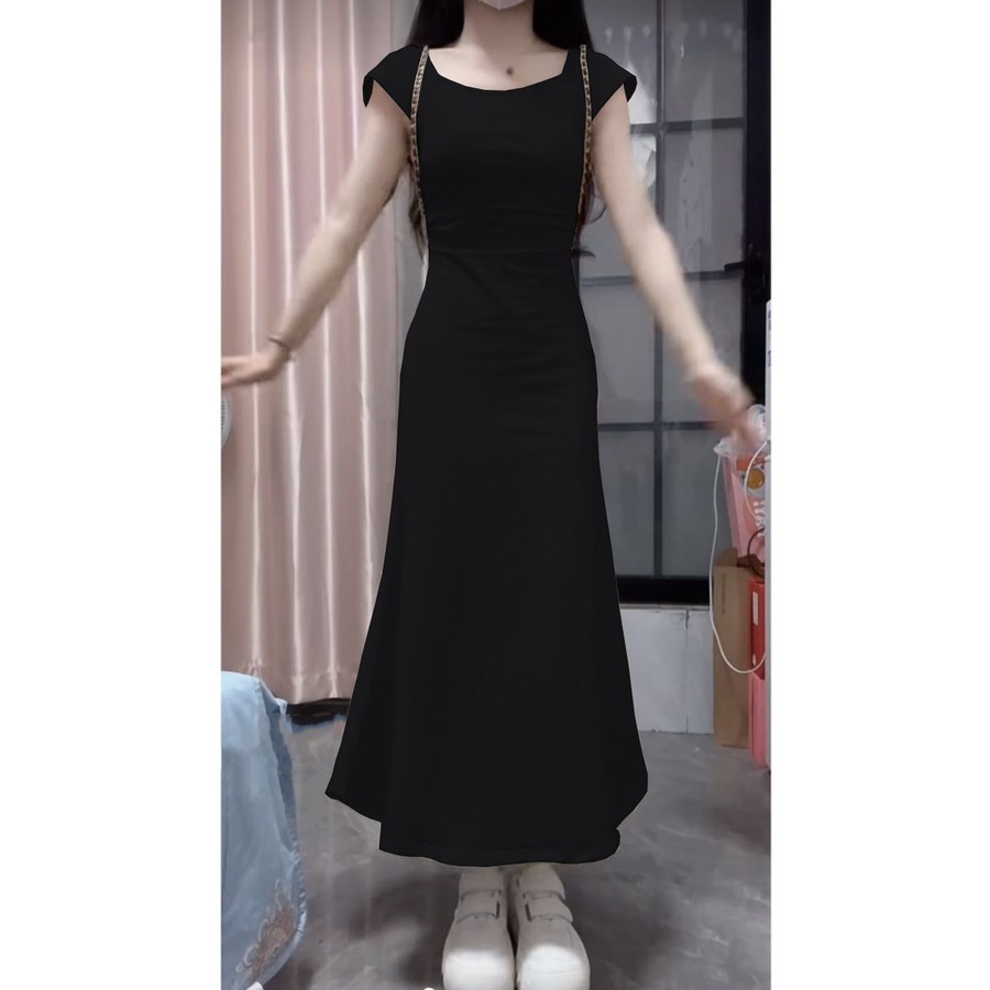 Jiashucheng Đầm Cổ Vuông Dáng Ôm Eo Hẹp Phong Cách Pháp Thời Trang Mùa Hè Cao Cấp Dành Cho Nữ