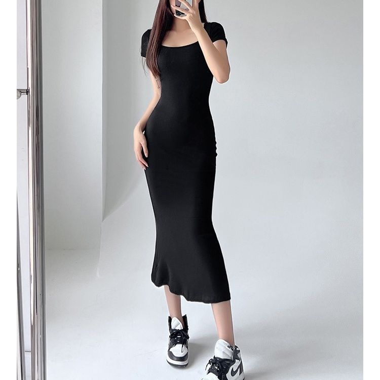Jiashucheng Đầm Đuôi Cá Dáng Dài Ôm Eo Quyến Rũ Phong Cách Pháp Thời Trang Mùa Hè Mới Dành Cho Nữ