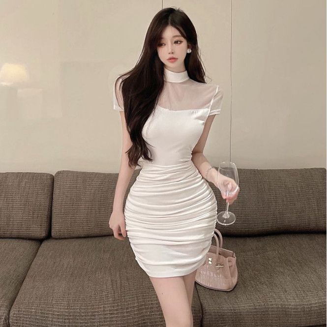 Jiashucheng Niche Đầm Ngắn Ôm Dáng Phong Cách Hàn Quốc Thời Trang Mùa Hè Dành Cho Nữ