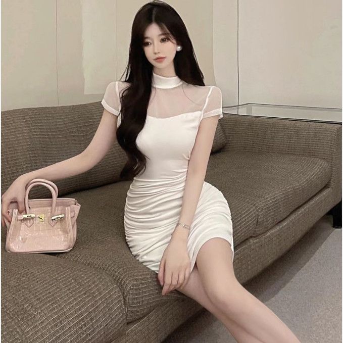 Jiashucheng Niche Đầm Ngắn Ôm Dáng Phong Cách Hàn Quốc Thời Trang Mùa Hè Dành Cho Nữ