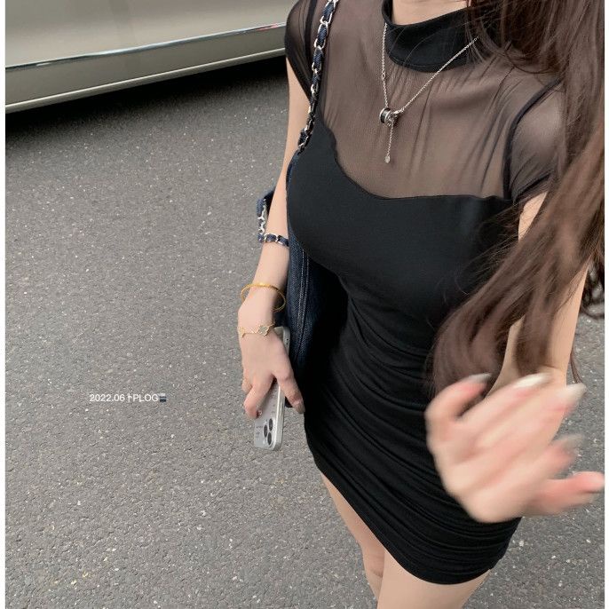 Jiashucheng Niche Đầm Ngắn Ôm Dáng Phong Cách Hàn Quốc Thời Trang Mùa Hè Dành Cho Nữ