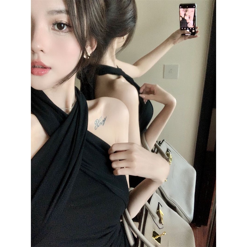 Jiashucheng Đầm Hai Dây Dáng Ôm Thời Trang Mùa Hè